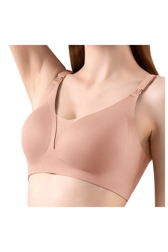 Bras for Women No Underwire Seamless Bras for Women, Wireless Bra, Adjustable Wirefree Bra, Plus Sizes No Underwire Bras for Women Light Pink,L
