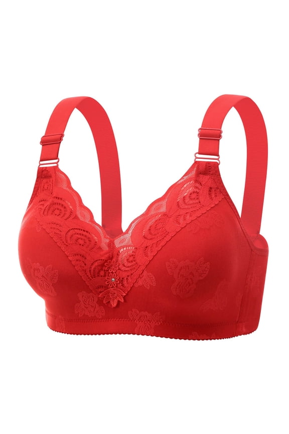 Bras for Women Wireless Comfortable Push Up Bra Seamless Full Coverage No Underwire Supportive T Shirt Women's Seamless Bra Red,44
