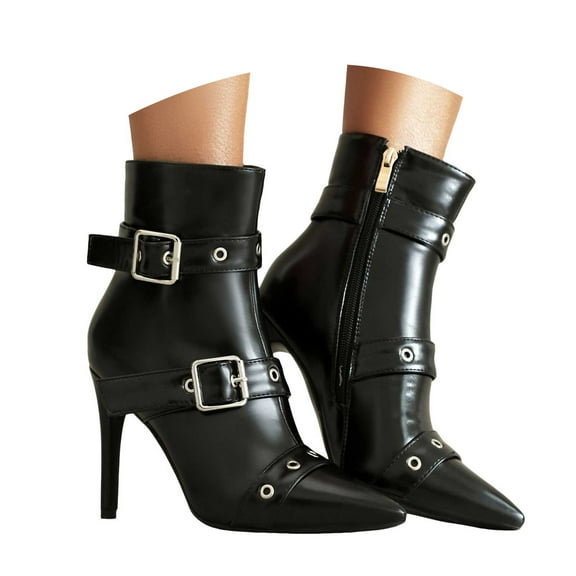 UngA Burgundy Boots Knee High Boots for Women Pointed Toe Tall Boots Long Heeled Boots Black,6.5