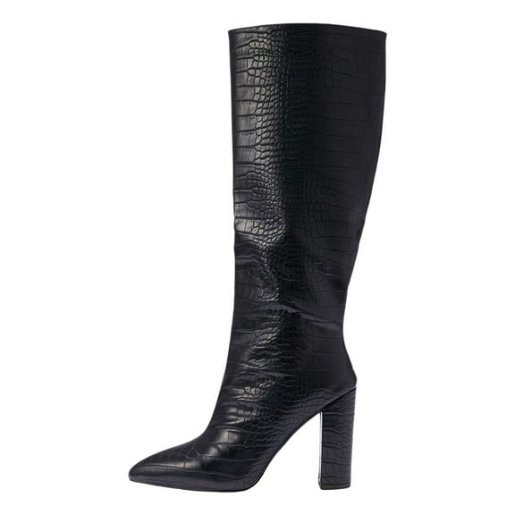 UngA Burgundy Boots Women's Western Boots Square Toe Heel Zipper Embroidered Ankle Boots Black,9