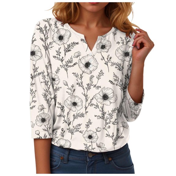 UngA Business Casual Shirts for Women Women Blouses Dressy Casual V Neck Long Sleeve Shirts Fall Outfits Trendy Vacation Clothes White,M