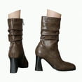 thumbnail image 1 of UngA Casual Boots for Women Cowboy Boots Embroidered Cowgirl Boots Western Mid-Calf Knee-High Boots with Heel Brown,6.5, 1 of 7