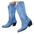 thumbnail image 1 of UngA Casual Boots for Women Cowboy Boots for Women Mid Calf Fashion Cowgirl Boots Blue,7.5, 1 of 7