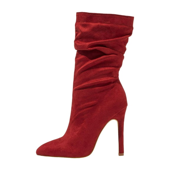 UngA Casual Boots for Women Knee High Boots for Women, Sexy Pointed Toe Stiletto High Heel Boots, Fashion & Classic Dress Shoes Red,7.5