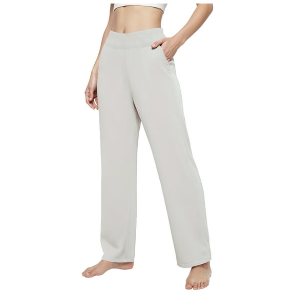 UngA Casual Dress Pants For Women Casual Pockets Cotton Linen Solid Drawstring Elastic Waist Long Straight Pants for Women Work Casual Beige,S