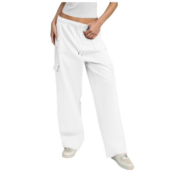 UngA Casual Dress Pants For Women Women's Cargo Pants with Pockets Lightweight Hiking Joggers for Workout Athletic Casual Outdoor Camping White,S