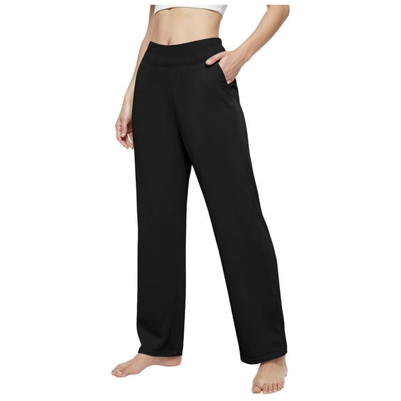 UngA Casual Pants Women Lounge Pants Women with Drawstring Elastic High Waist 2 Pockets Casual Pant Lightweight Solid Going Out Beach Trousers Loose Full Length Pull On Pants Black,XL