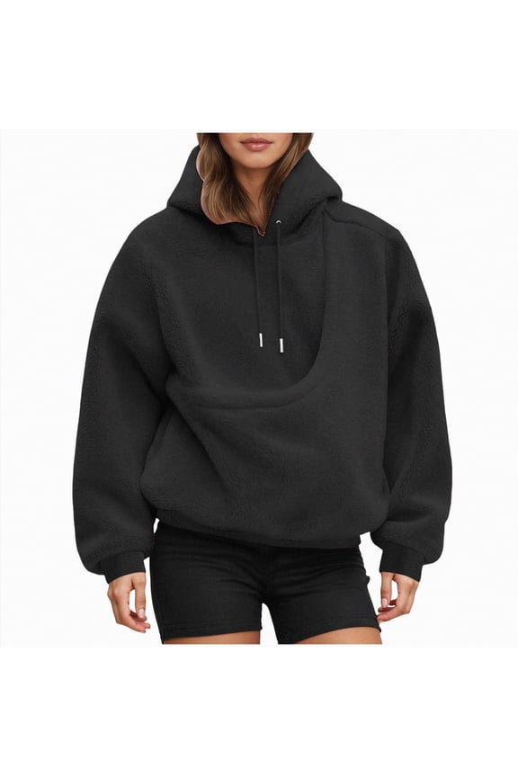 Cat Pouch Hoodie For Women Pet Carrier Kangaroo Pocket Dog Pouch Sweatshirts Pullover Animal Holder Long Sleeve Tops (Black,S)