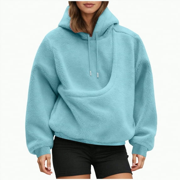 UngA Cat Pouch Hoodie For Women Pet Carrier Kangaroo Pocket Dog Pouch Sweatshirts Pullover Animal Holder Long Sleeve Tops (Sky Blue,XXL)