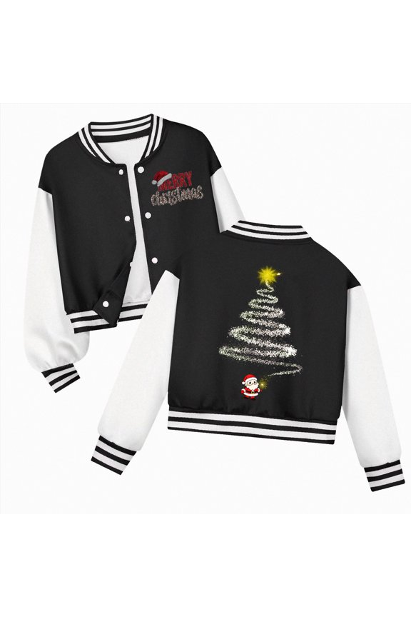 Christmas B'oys Jackets Jacket for G'irls K'id & To'ddler lightweight Flight Jacket K'id's Bomber Jacket Black,3-4 Years
