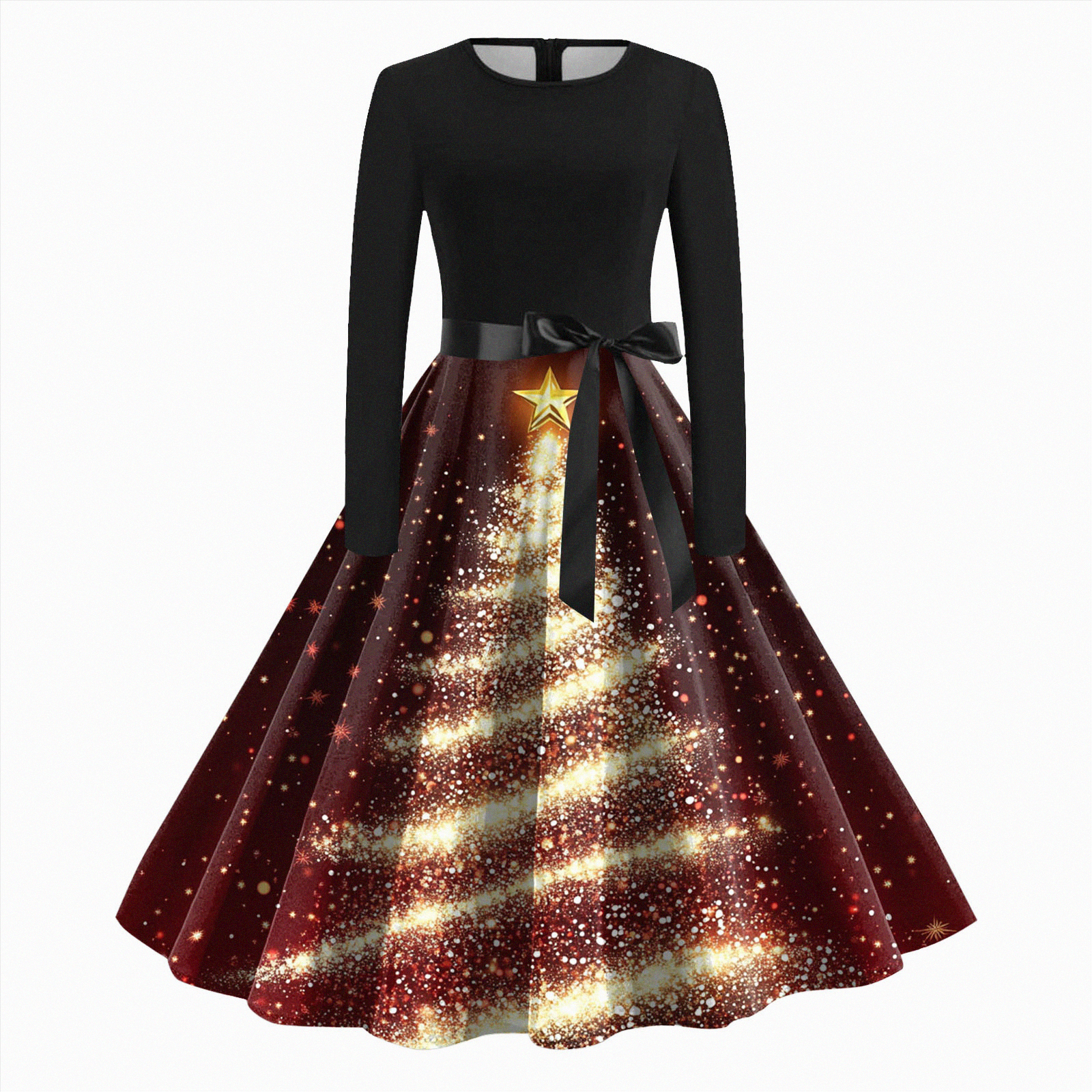 long sleeve formal christmas party dress Yellow Short Dress main image 1