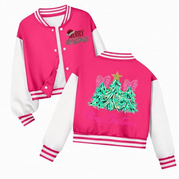 UngA Christmas Jacket for G'irls K'id & To'ddler lightweight Flight Jacket K'id's Bomber Jacket To'ddler B'oy Jackets Hot Pink,5-6 Years