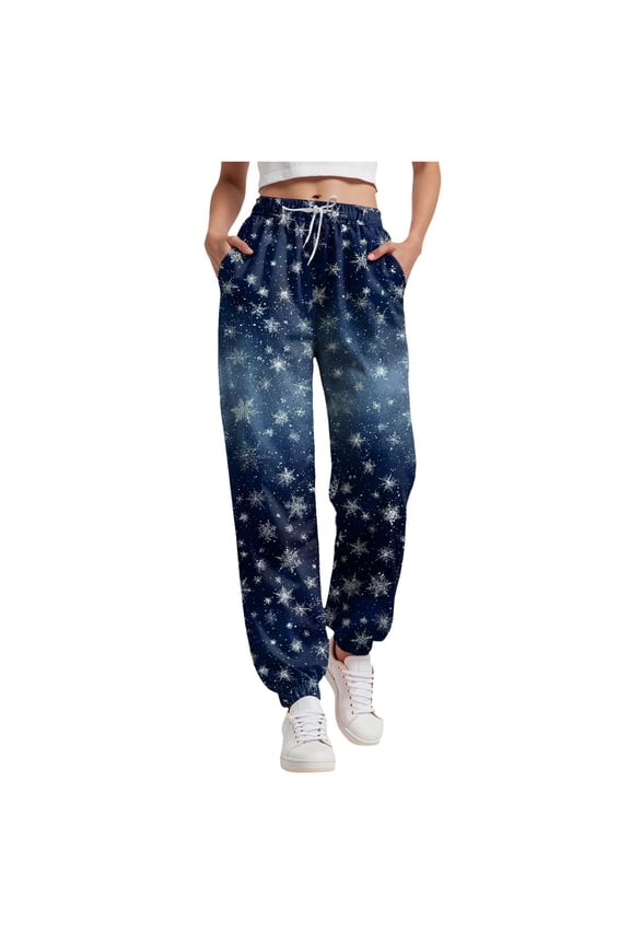 Christmas Joggers for Women High Waisted Baggy Sweatpants Jogger Holiday Christmas Pajamas Pants with Pockets Womans Sweatpants,Size XXL
