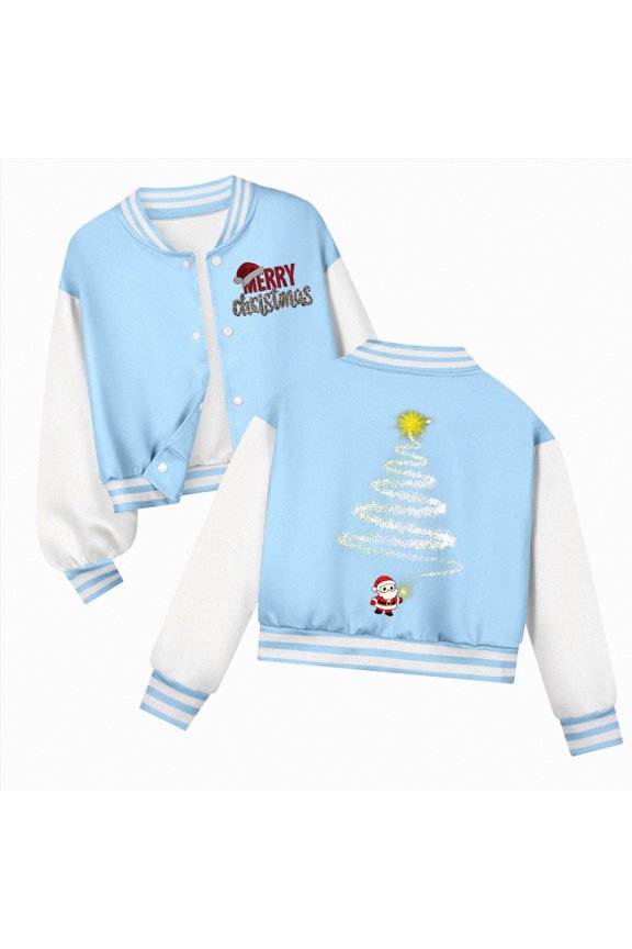 Christmas K'ids Jackets Jacket for G'irls K'id & To'ddler lightweight Flight Jacket K'id's Bomber Jacket Light Blue,9-10 Years