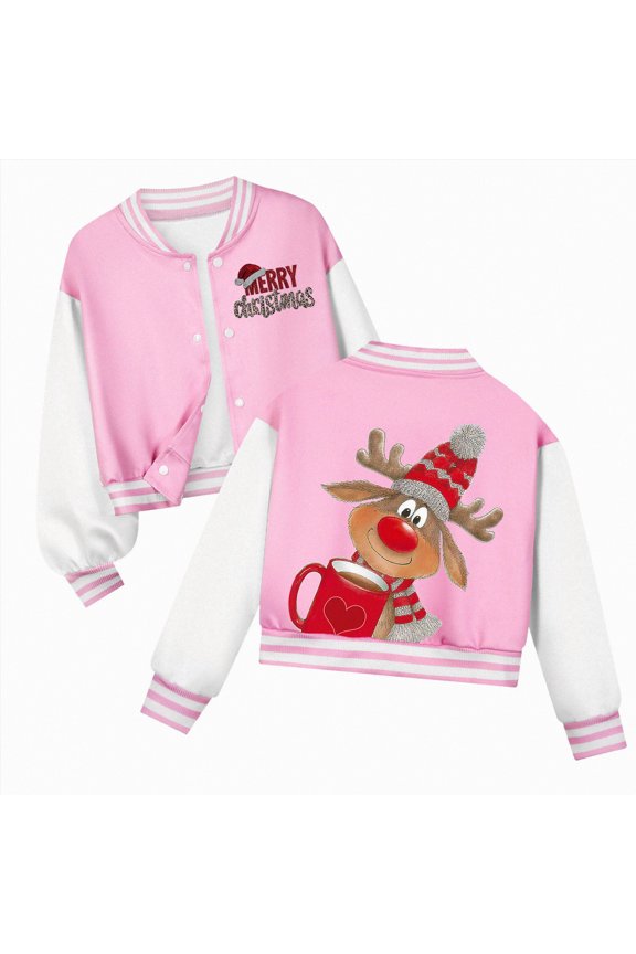 Christmas K'ids Winter Jacket Jacket for G'irls K'id & To'ddler lightweight Flight Jacket K'id's Bomber Jacket Pink,3-4 Years