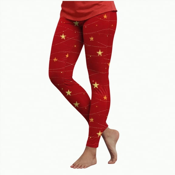 UngA Christmas Leggings Women High Waisted Leggings for Women Snowflake Yoga Pants Through Tummy Control Workout Tights Yoga Pants for Women (Red,M)