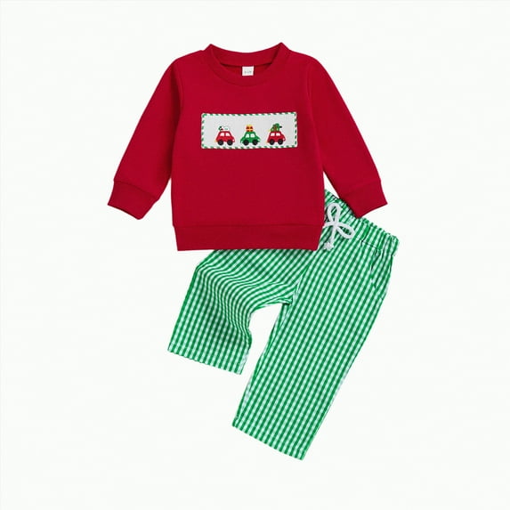 UngA Christmas Outfit Toddler Baby Boy Girl Christmas Outfit Infant My First Christmas Sweatshirt Jogger Pants Clothes Set Green,18-24 Months