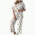 thumbnail image 1 of UngA Christmas Pajamas for Women Silk 2 Piece Satin Pjs Soft Button Down Sleepwear Wide Leg Long Pants with Pockets Christmas Pajamas for Women Set,Size M, 1 of 5