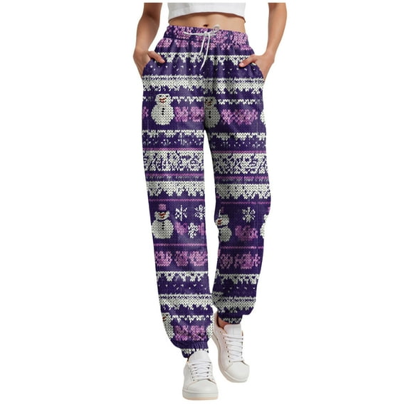 UngA Christmas Pants Women High Waisted Baggy Sweatpants Jogger Holiday Christmas Pajamas Pants with Pockets Women's Sweatpants,Size XL