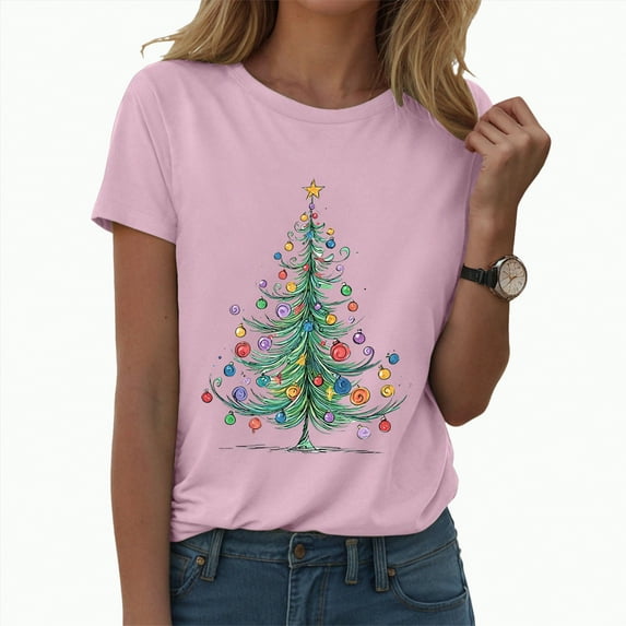 UngA Christmas Shirts Women Raglan Sleeve Graphic Xmas Festival Shirts Cute Holiday Trendy Tops Casual Tee Gift Christmas T Shirts for Women (Pink,XXXL)