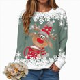 thumbnail image 1 of UngA Christmas Sweatshirts Women Xmas Holiday Long Sleeve Tops Funny Crewneck Snowman Graphic Pullover Woman Sweatshirt (Light Green,XL), 1 of 6