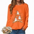 thumbnail image 1 of UngA Christmas Sweatshirts for Women Funny Snowman Printing Xmas Holiday Crewneck Long Sleeve Pullover Top Women's Sweatshirts (Orange,S), 1 of 6