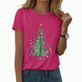 thumbnail image 1 of UngA Christmas Tee Shirts for Women Graphic Crew Neck Shirt Casual Holiday Short Sleeve Tee Xmas Funny Printed Winter Tshirt Tops Christmas Shirts for Women (Hot Pink,S), 1 of 6
