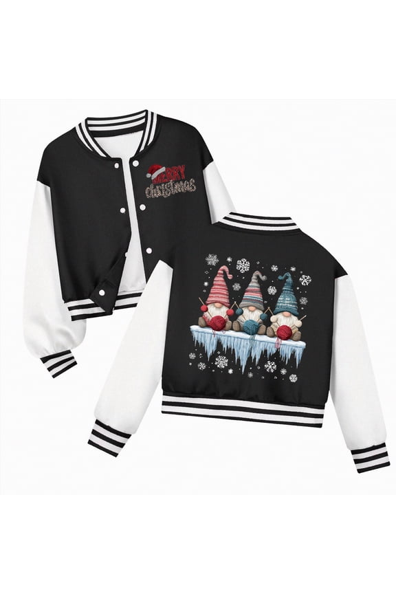 Christmas To'ddler G'irl Jackets B'oy's Button Up Varsity Jacket Color Block Letter Print Baseball Bomber Jacket Black,9-10 Years