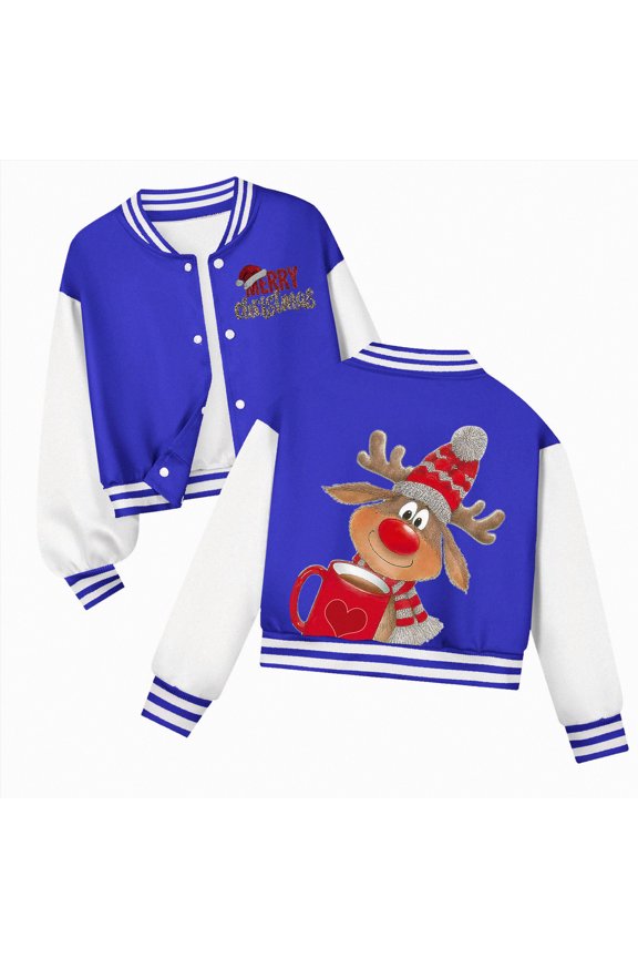 Christmas To'ddler Jacket B'oy's Button Up Varsity Jacket Color Block Letter Print Baseball Bomber Jacket Blue,3-4 Years
