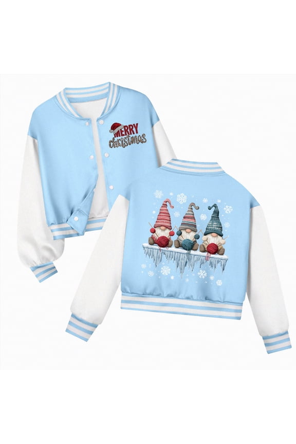 Christmas To'ddler Jackets B'oy's Button Up Varsity Jacket Color Block Letter Print Baseball Bomber Jacket Light Blue,3-4 Years