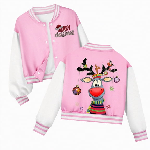 UngA Christmas To'ddler Lightweight Jacket Jacket for G'irls K'id & To'ddler lightweight Flight Jacket K'id's Bomber Jacket Pink,7-8 Years
