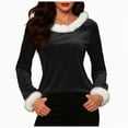 thumbnail image 1 of UngA Christmas Tops for Women - Xmas V Neck Warm Fuzzy Trim Sweaters Casual Loose Christmas Sweatshirts for Women Velvet Long Sleeve Pullover (Black,XL), 1 of 7