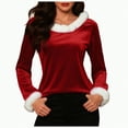 thumbnail image 1 of UngA Christmas Tops for Women - Xmas V Neck Warm Fuzzy Trim Sweaters Casual Loose Christmas Sweatshirts for Women Velvet Long Sleeve Pullover (Red,XL), 1 of 7