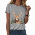 thumbnail image 1 of UngA Christmas Tshirts Shirts for Women Short Sleeve Crew Neck Merry Christmas T-Shirts Christmas Tree Bright Graphic Tee Tops Women Christmas Shirt (Light Gray,XL), 1 of 6