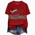 thumbnail image 1 of UngA Christmas Womens Shirts Santa Holiday Merry and Bright Christmas Short Sleeve Tops Xmas Light Graphic Print Christmas T-Shirts for Women Red,S, 1 of 6