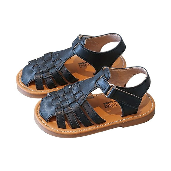UngA Closed Toe Sandals Toddler Girl Boys and Girls Lightweight Adjustable Sandal Buckles with Hook and Loop Heel Closure Girls Dance Shoes(Black,Size 11.5)