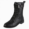 thumbnail image 1 of UngA Combat Boots for Women Lace-Up Military Style Mid-Calf Boots with Side Zipper Faux Leather Round Toe Fall Winter Women’s Boots Black,Size 8, 1 of 7