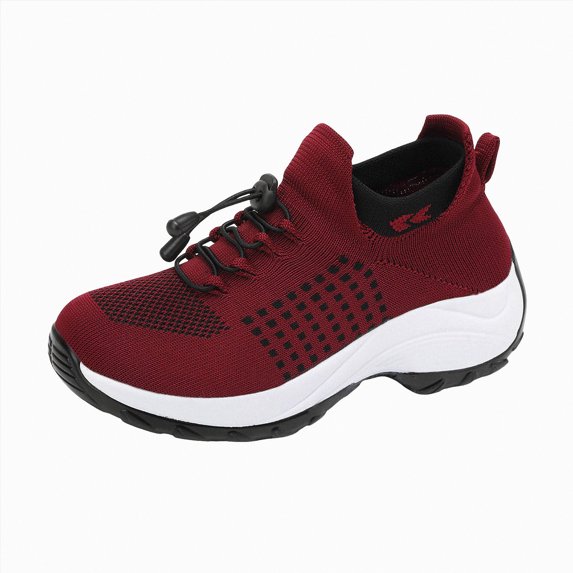 UngA Comfort Wear Shoes Sneakers for Women, Plus Size Casual Mesh Breathable Lacing Thick Soled Shoes Walk Running Sports Shoes Slip On Sneakers Brick Red,8.5