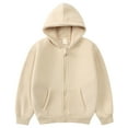 thumbnail image 1 of UngA Comfrt Hoodie Kids Unisex Boys Girls Hoodie Sweatshirt Full Zip Up Casual Long Sleeve Solid Jacket Kids Lightweight Outwear with Pockets Khaki,6-7 Years, 1 of 2