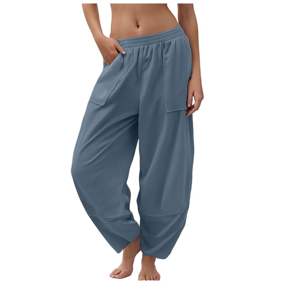 UngA Comfy Fit Pants Women's Lounge Pants, Cozy Wide Leg Lounge Slacks with Pockets Loose Flowy Yoga Sweatpant Workout Comfy Jogger Blue,XL