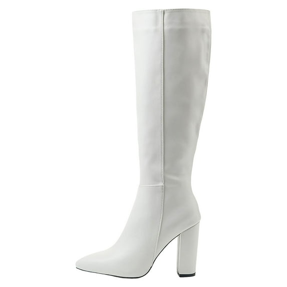 UngA Cowboy Boots Heel Motorcycle Style Classic Fashion White,7