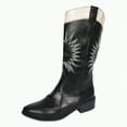 thumbnail image 1 of UngA Cowboys Boots for Women Mid Calf Cowgirl Boots Embroidery Stitched Western Boots Black,Size 6.5, 1 of 7