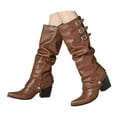 thumbnail image 1 of UngA Cowgirl Boots Women Mid Calf Boots for Women Block Heel Womenâs Tall Boots Square Toe Comfortable Casual Boots Low Heel Brown,6, 1 of 7