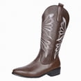 thumbnail image 1 of UngA Cowgirl Boots for Women Western Cowboy Boots Mid Calf Snip Toe Boot With Chunky Heel Coffee,Size 7, 1 of 7