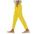 thumbnail image 1 of UngA Dress Pants Women Womens High Waist Summer Casual Pants Drawstring Straight Leg Beach Vacation Lounge Pocket Linen Trousers Yellow,L, 1 of 6