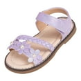 thumbnail image 1 of UngA Dress Shoes for Girls Girls Sandals Ankle Strap Flat Sandals Casual Beach Sandals for Daily Wedding Princess Summer Sandals Flower Girl Sandals(Purple,Size 9.5), 1 of 7