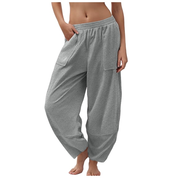 UngA Dressy Pants For Women Women Relaxed Cargo Pants for Women Cinchable Hems Lightweight Casual Sweatpants with Pockets Light Gray,S