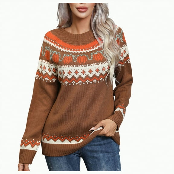 UngA Ghost Face Sweater Women's Halloween Sweatshirt Cute Spooky Long Sleeve Sweatshirts Pullover Sweater Casual Tops Crewneck Blouse Brown,XL