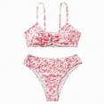 thumbnail image 1 of UngA Girls' 2 Piece Swimsuit Ditsy Floral Print Knot Front Ruched Triangle Bikini Bathing Suits for Swimwear (Red,11-13 Years), 1 of 2