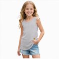 thumbnail image 1 of UngA Girls Cotton Tank Tops Sleeveless Tunic Blouse Scoop Neck T-Shirts Athletic Basketball Tees Curved Hem Summer Tops Toddler Girl Tank Tops (Grey,7-8 Years), 1 of 7